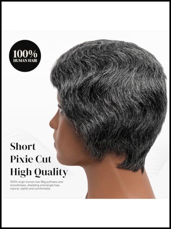 Short Pixie Cut Wig Human Hair Glueless Brazilian Virgin Wavy